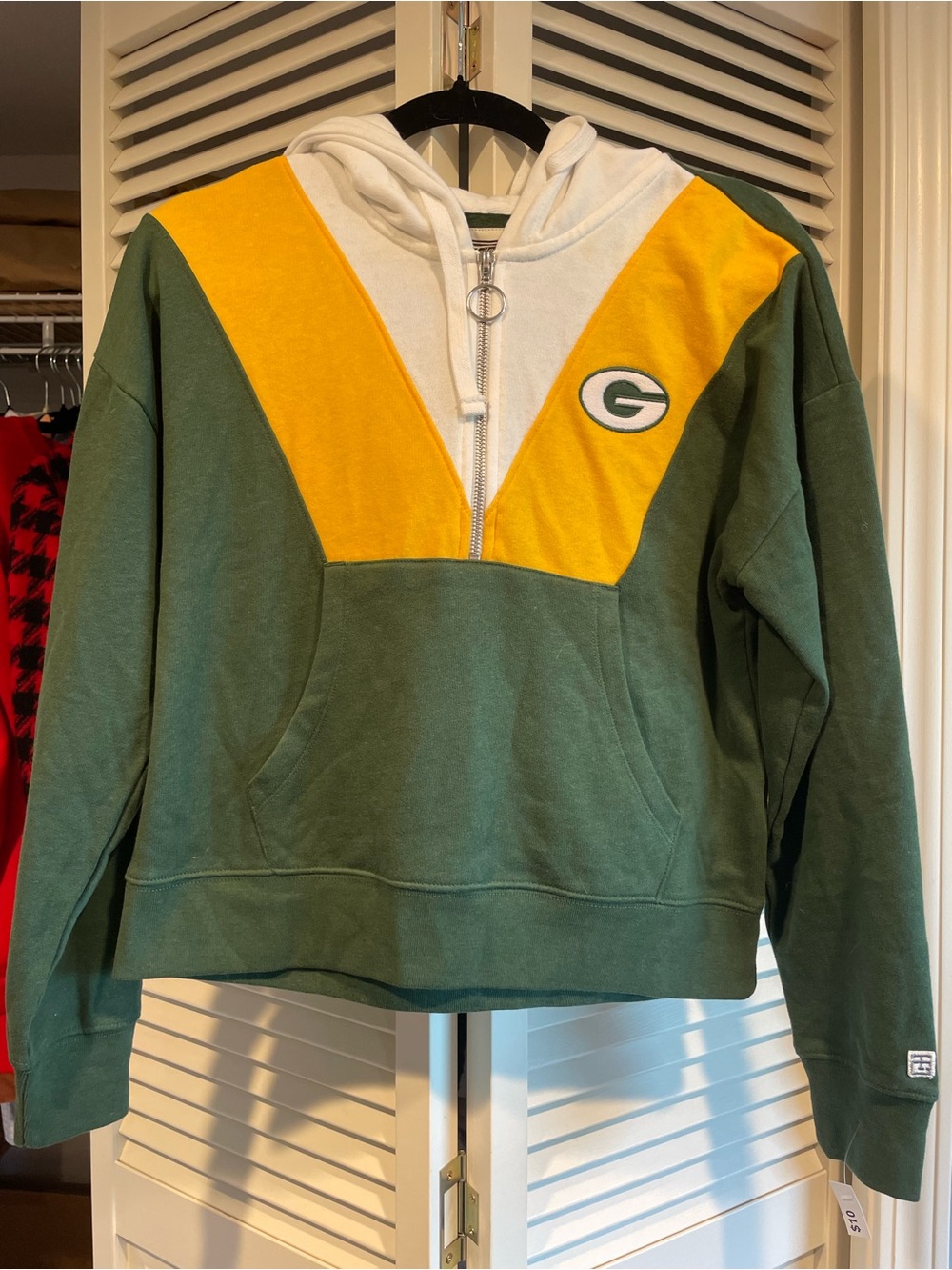 Official Green Bay Packers Green & Gold  Crop Half-Zip Hoodie - Small 🏈 football